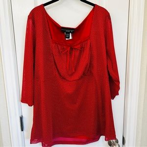 Venezia Square Neck Polka Dot Milkmaid Peasant Top - Size 22/24W